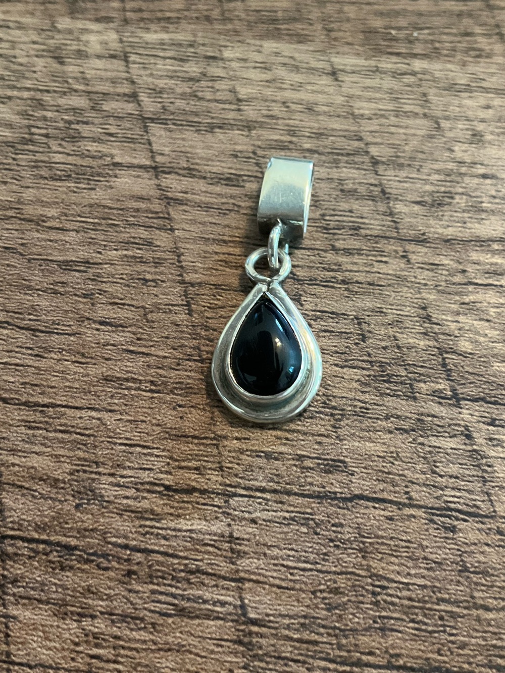 Sterling Silver Teardrop Pendant with Black Onyx